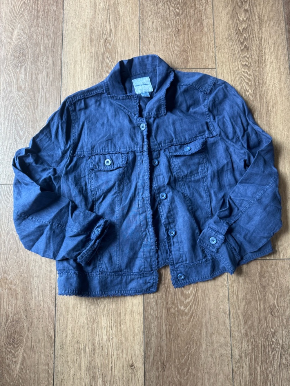 Tommy Bahama Navy Button-Front Lightweight Linen Jacket